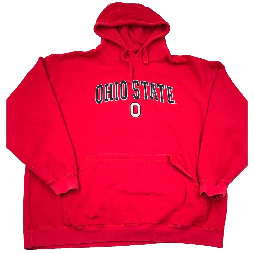 Ohio State Buckeyes Hoodie Men XXL Red Sweatshirt Sweater Spell Out Sewn **READ